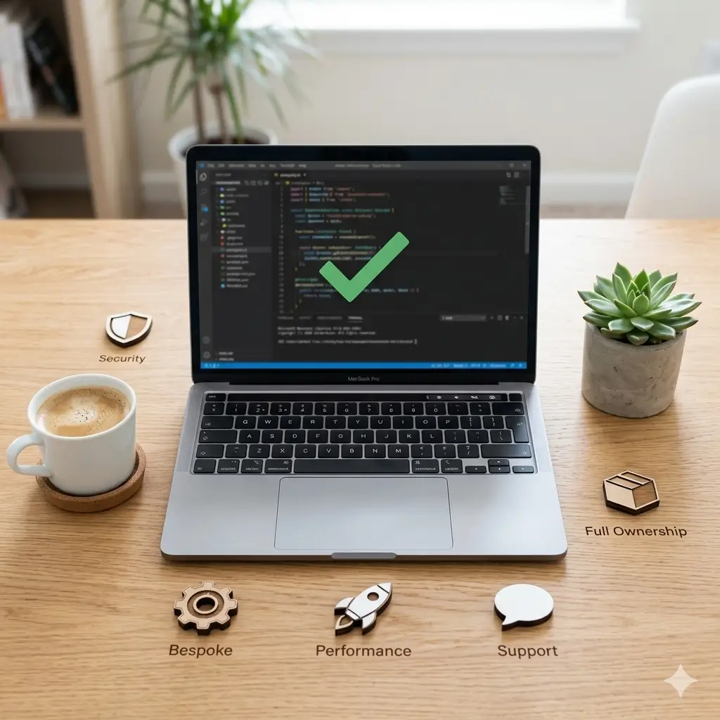 Custom code development benefits – bespoke, performance, security, ownership, support – MZA Technologies