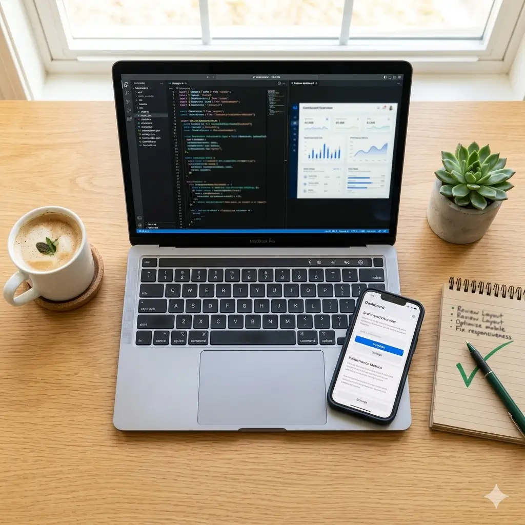 Clean code editor and smooth responsive interface on smartphone – MZA Technologies custom development solution
