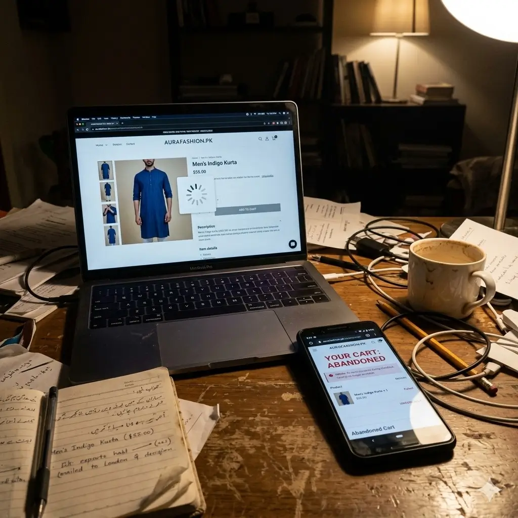 Slow loading online store and abandoned cart on smartphone – common e‑commerce problem