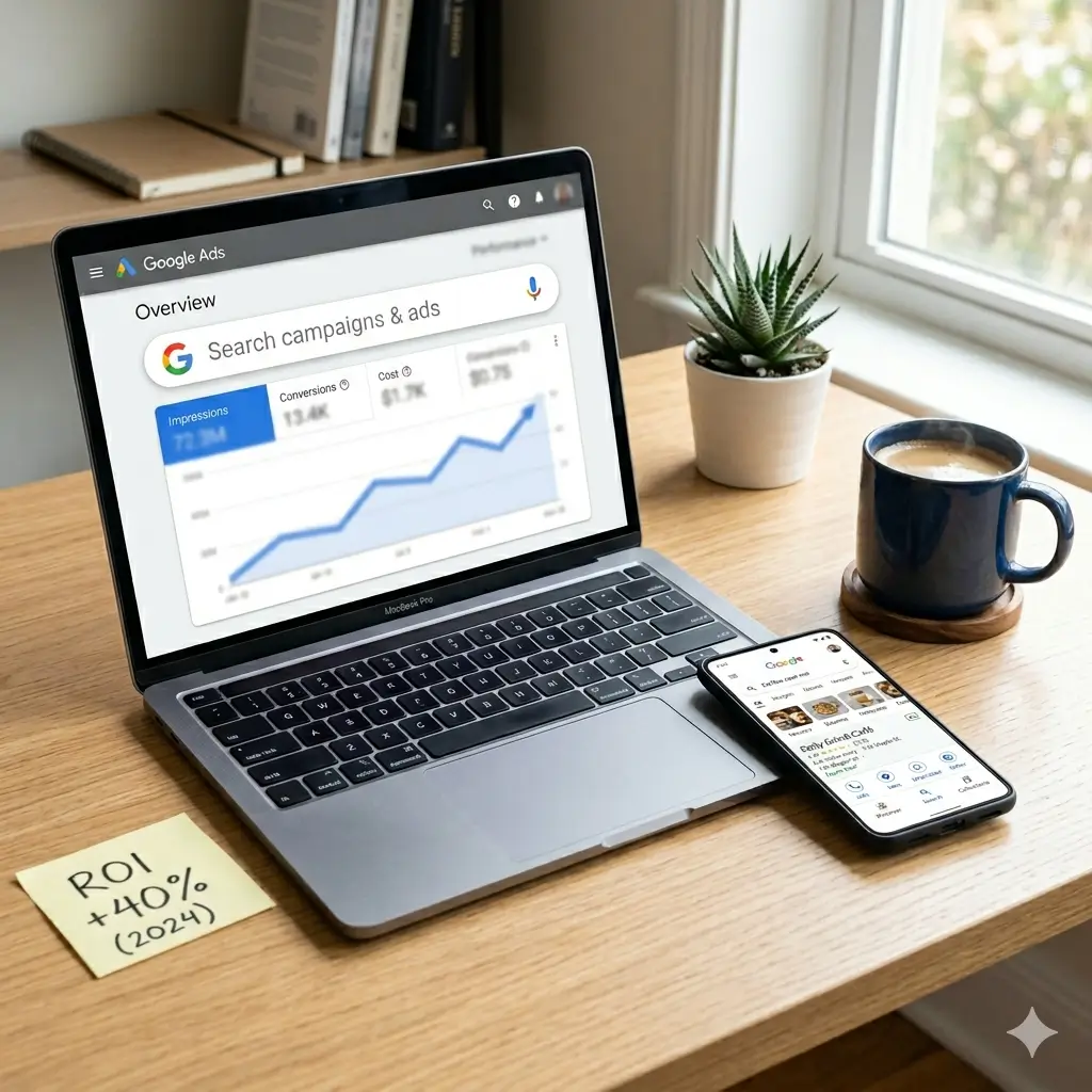 Google Ads management dashboard showing campaign performance – MZA Technologies