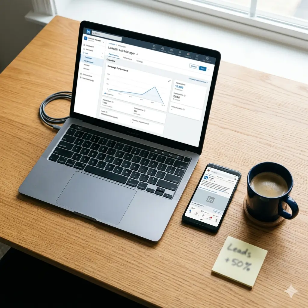 LinkedIn Ads management dashboard showing campaign performance – MZA Technologies
