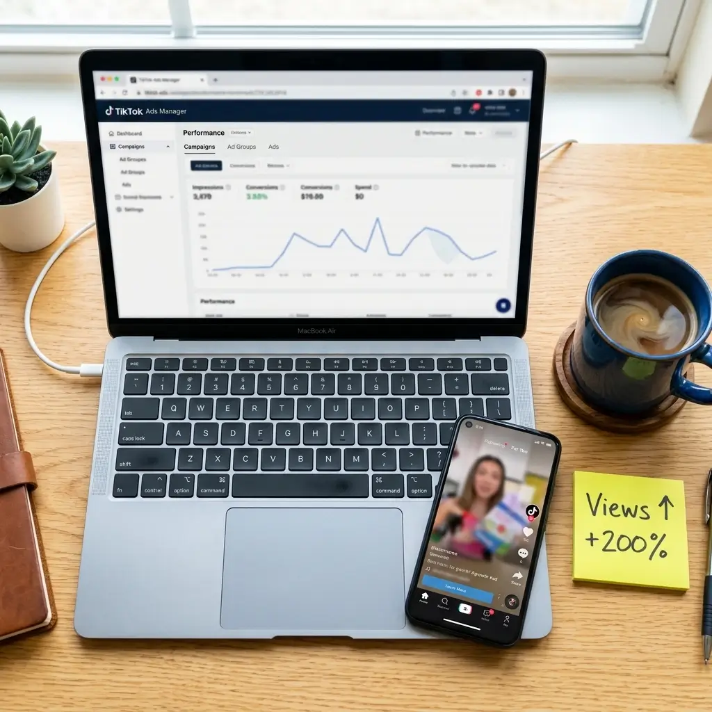 TikTok Ads management dashboard showing campaign performance – MZA Technologies